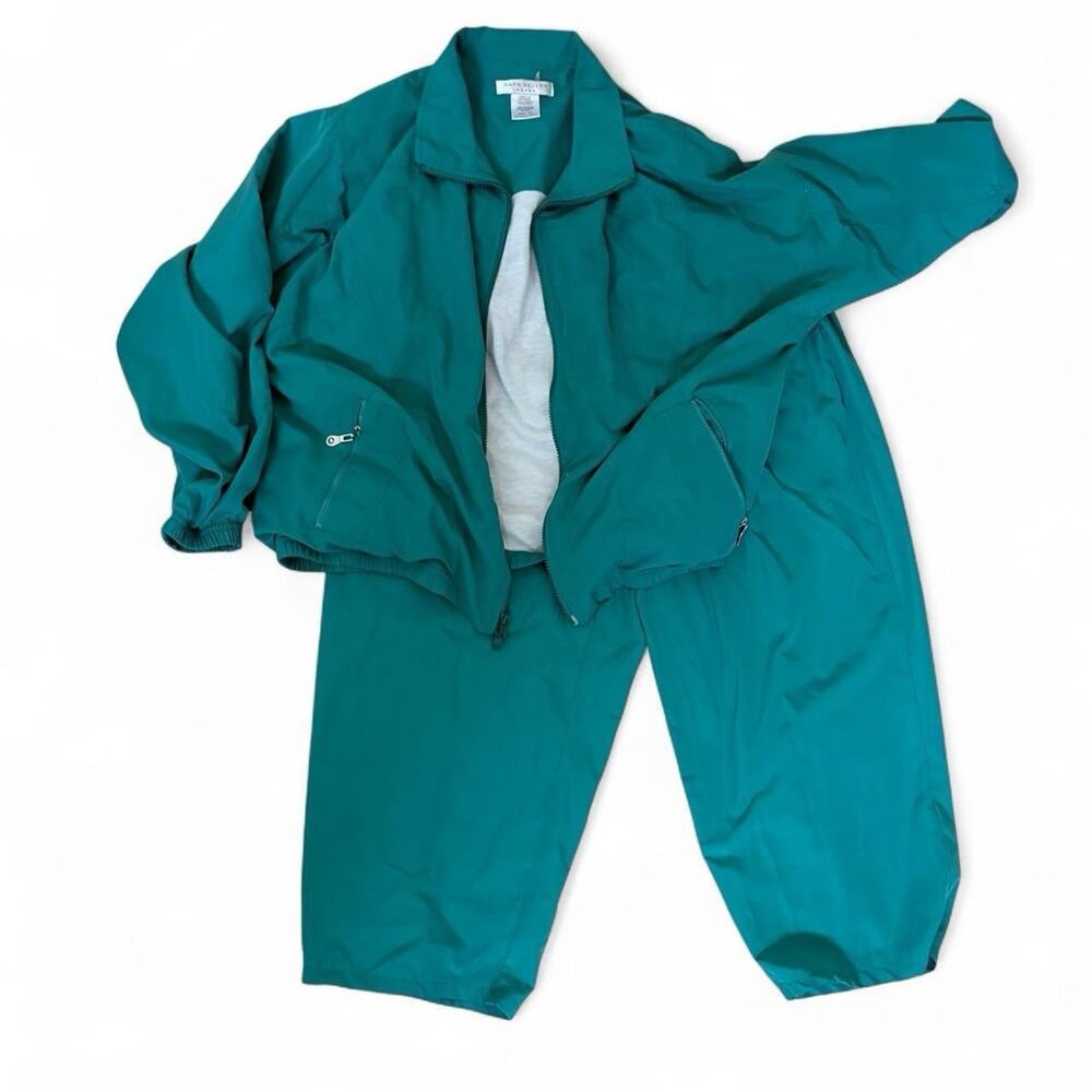 Vintage Napa Valley Teal Green Track Suit Zip Jacket Pants Set 90s Athleisure